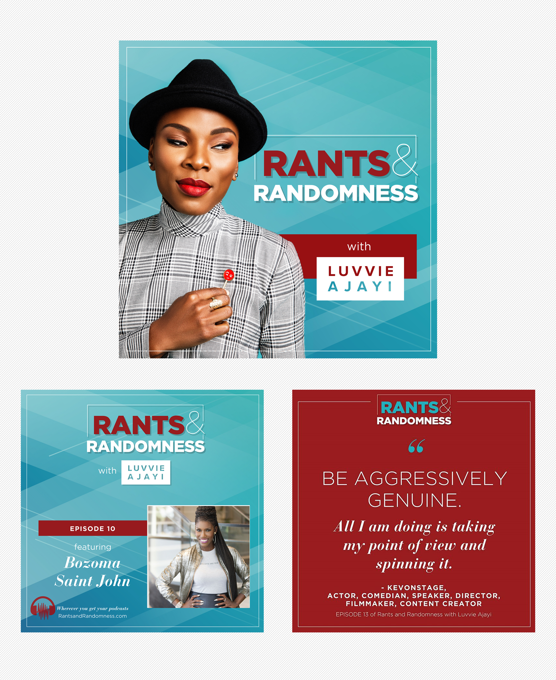 Podcast branding design for Luvvie Ajayi's Rants & Randomness podcast