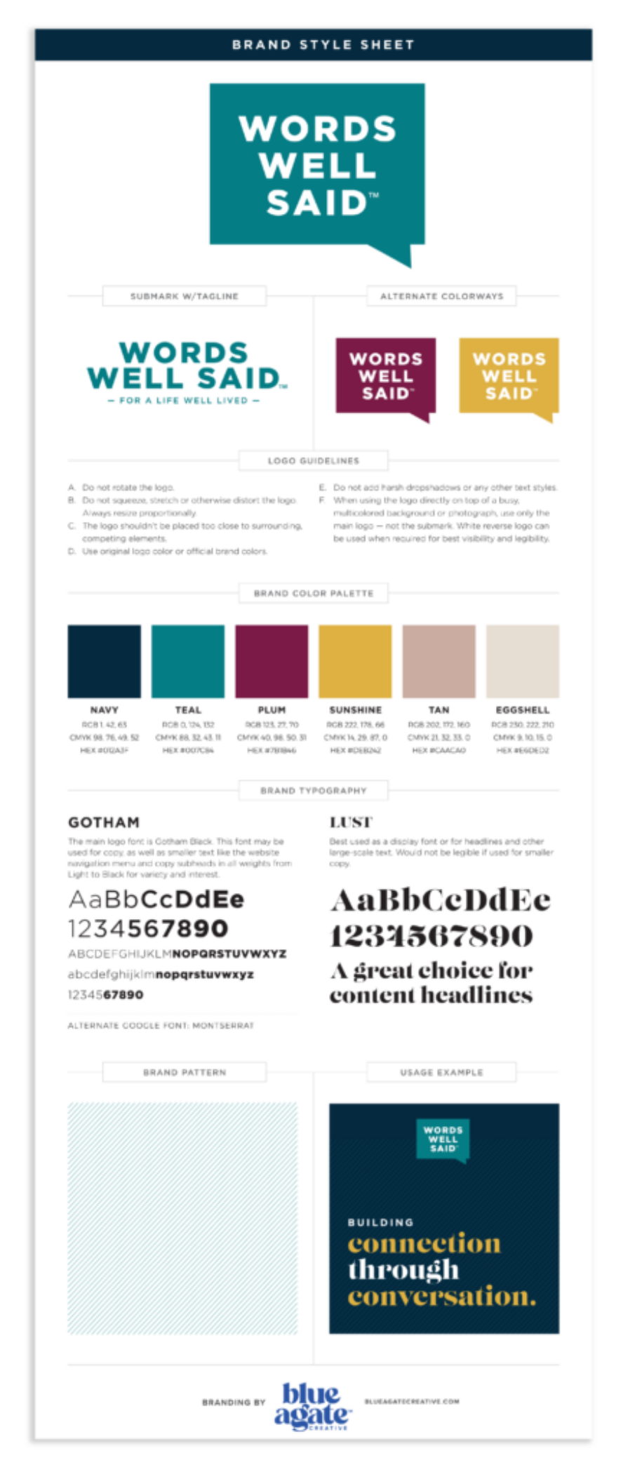 Words Well Said Brand Style Sheet Design